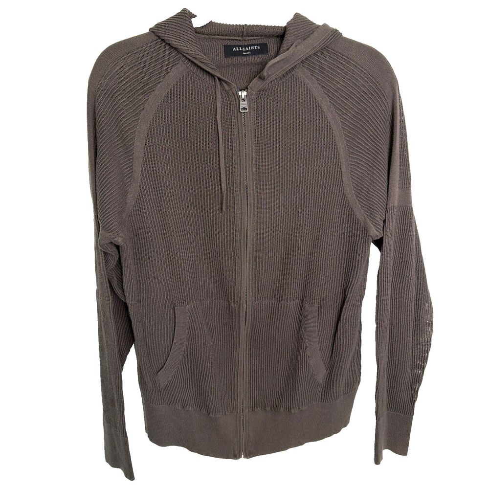 AllSaints Terrium Hoody Gray S Urban Minimalist East London Grunge Luxe